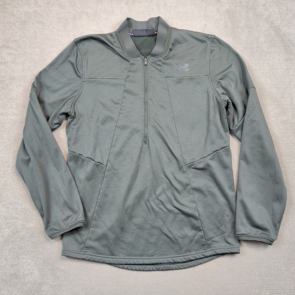 Under Armour ColdGear Pullover Mens Medium Green 1359146 Quarter Zip Athletic